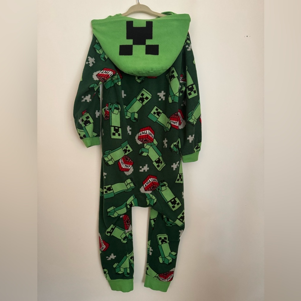 Minecraft Boys One Piece Sleeper with Hood, Size XS 4/5 - Picture 2 of 3